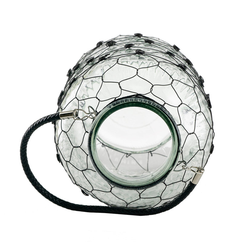 Vase de table en verre transparent / noir 15 po