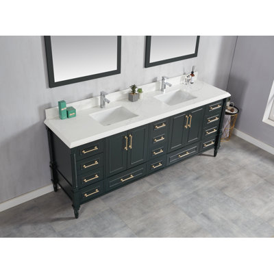 Flavell 84'' Double Bathroom Vanity with Quartz Top