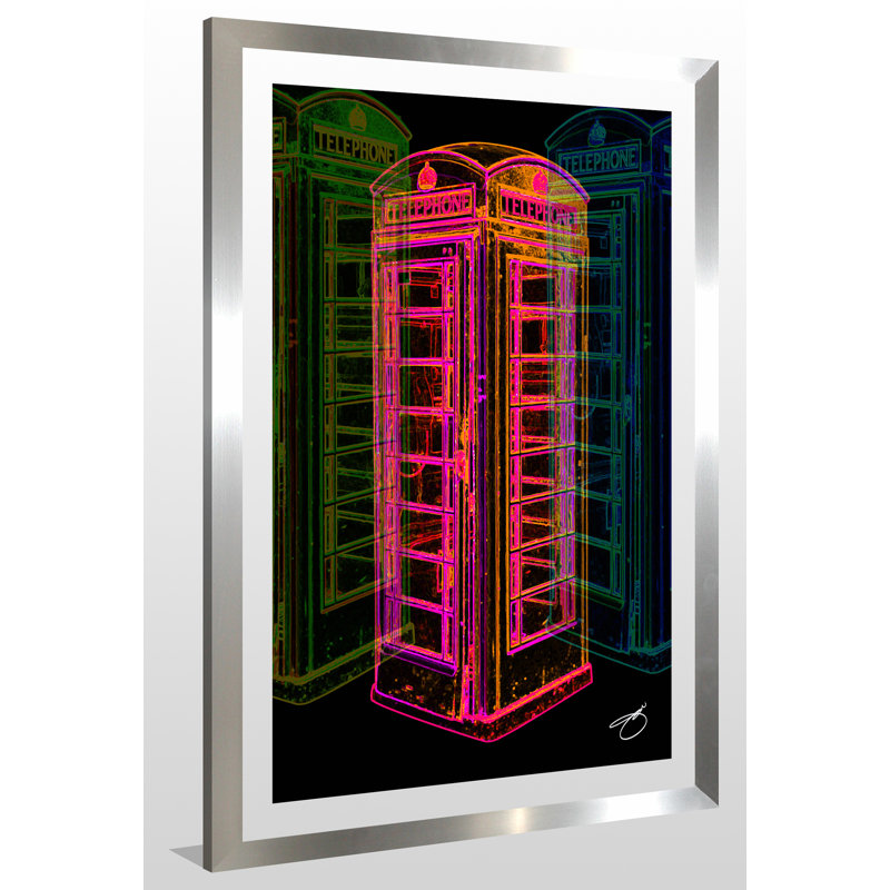 «London Calling», reproduction d'impression, H 39,5 po x l 27,5 po x P 0,75 po, Acrylique avec cadre argent
