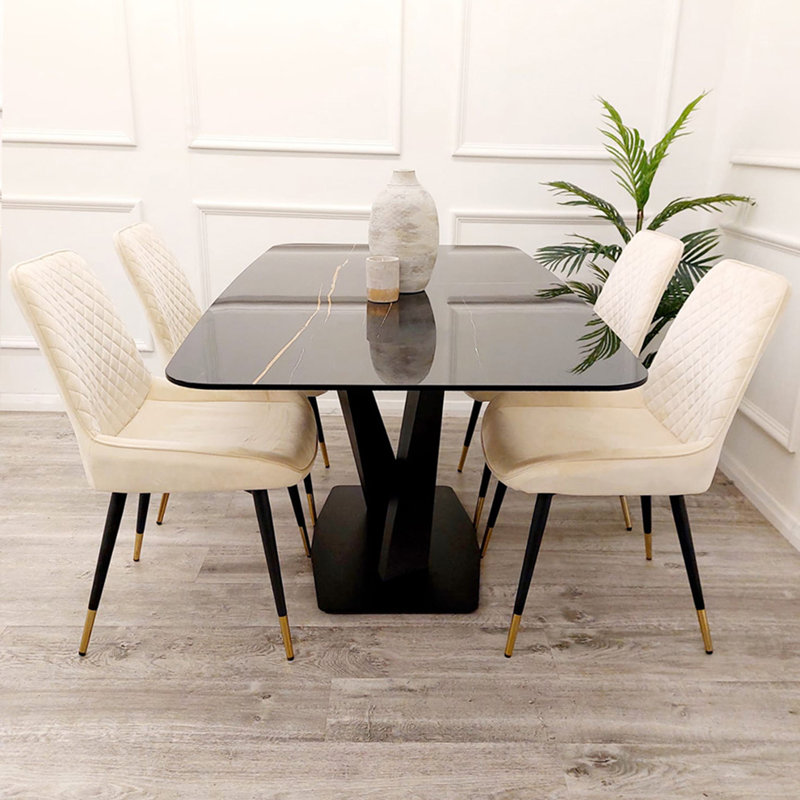 Apollo Dining Table 160cm L x 90cm W - Slimline Black Sintered Stone Top 