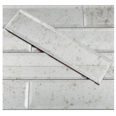 Lovdeco Peel and Stick Light Antique Mirror Tile Subway Mirror Backsplash for Kitchen Bathroom Wall (20 Pcs, 5 SQ.FT.), 3x12 Inch