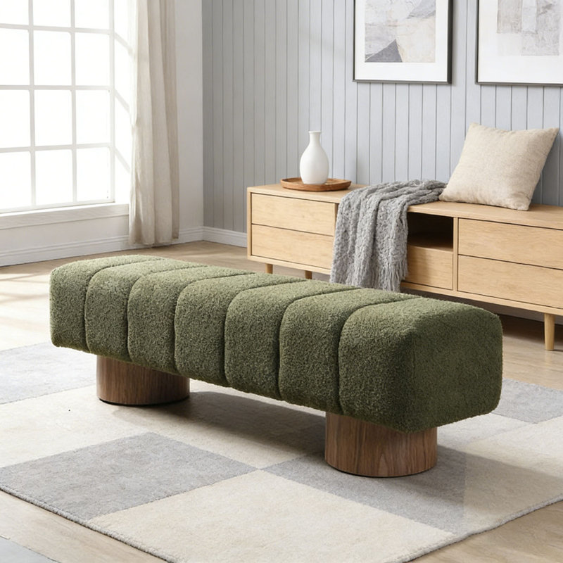 Banc de salle à manger rembourré, L 64 po, Boucle verte