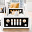 Lit plateforme simple avec roulettes en forme de voiture classique, pin blanc et pour chambre à coucher en forme de voiture et charme de construction-1429351576-1429351577