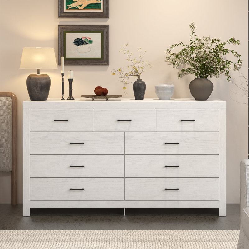 9-Drawer Dresser With Rustic Style, Gray