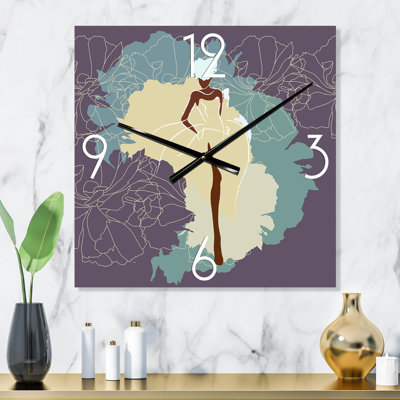 Femme afro-américaine en robe de mariée magnifique - Horloge murale moderne