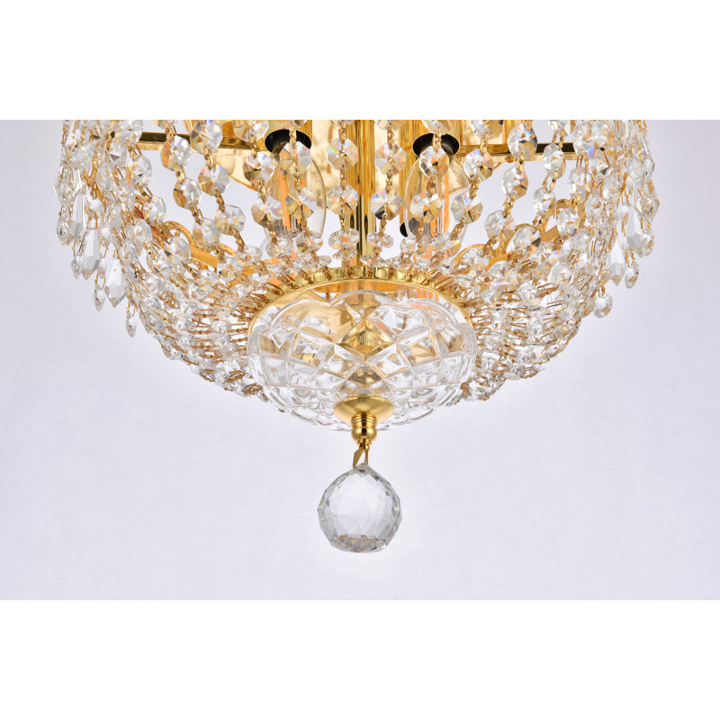 Plafonnier semi-encastré 4 lumières Stoltz, Or, H 10 po x l 12 po x p 12 po