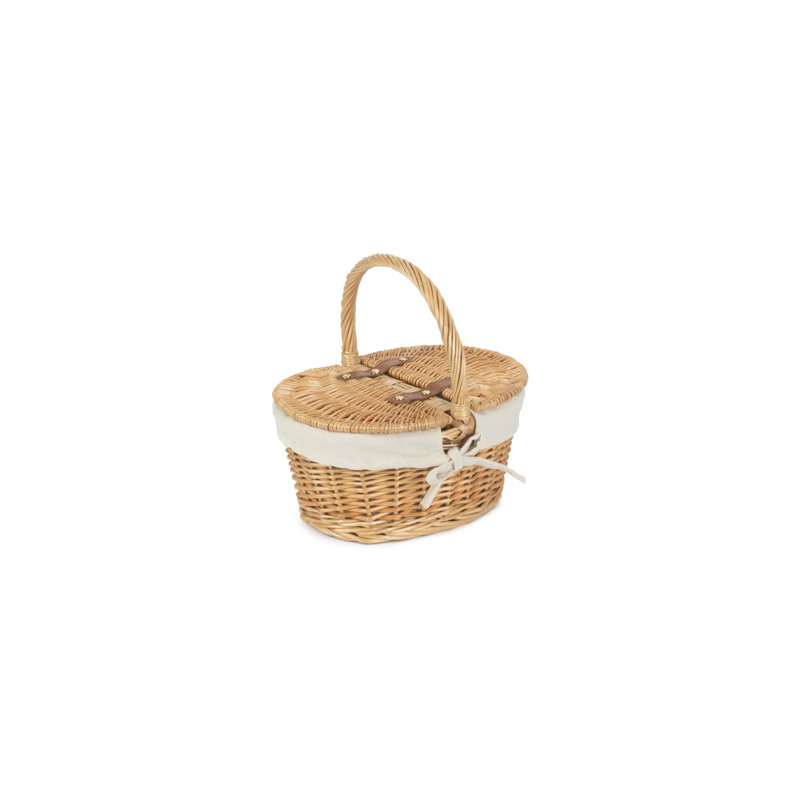 Wicker Child sized Lined Hamper, Buff/White