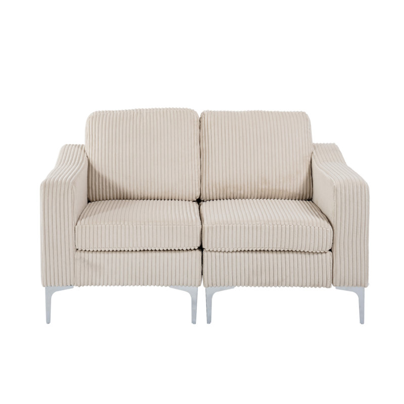 Canapé modulaire modulaire à deux places, Velours côtelé beige