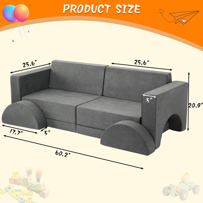 Akoya 60.2'' Modular Sofa, Gray