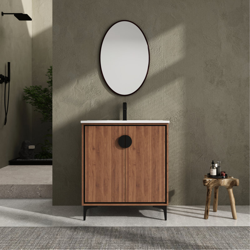 Meuble-lavabo de 30 po avec lavabo - Armoire en bois d'ingénierie de qualité et résistante à l'humidité, 30"