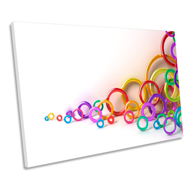 Abstract Circle Hoops Rings - Wrapped Canvas Print, 30.5cm H x 45.7cm W x 2cm D