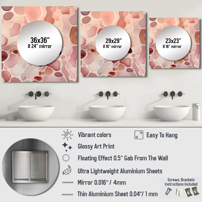 Hripsik - Miroir carré décoratif à formes abstraites pour chambre à coucher, 23 po x 23 po