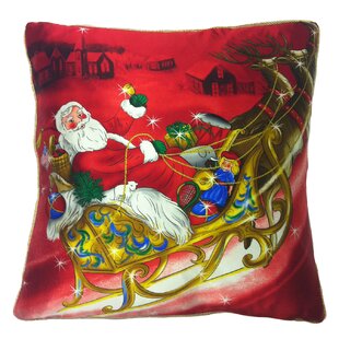 Holiday Elegance Crystal Santa Sleigh Throw Pillow