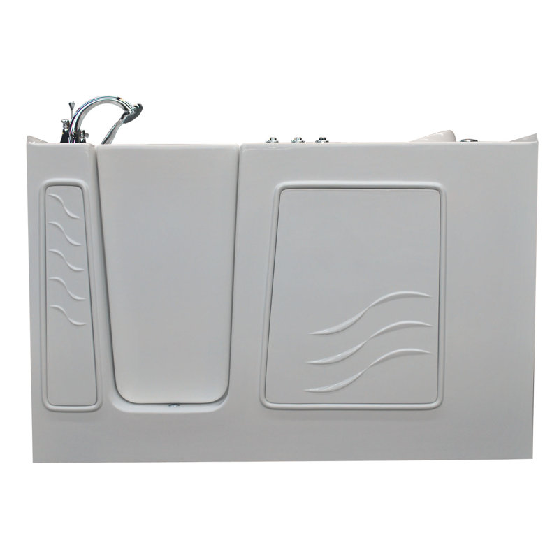 Tucson 60'' x 30'' Walk-in Air Fiberglass Bathtub with Faucet, Left, White