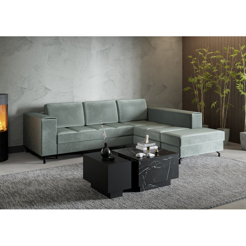 Coffee Table Celka with Storage Compartment, 40cm H x 30cm L x 60cm W, Black
