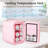 YASHE Skincare Fridge Mini Fridge for Bedroom with Dimmable LED Mirror, 4Liter/6 Cans Cooler and Warmer for Makeup, Cosmetic, Beauty, Portable Refrigerator for Bedroom, Vanity, Office and Car- Pink-116547481