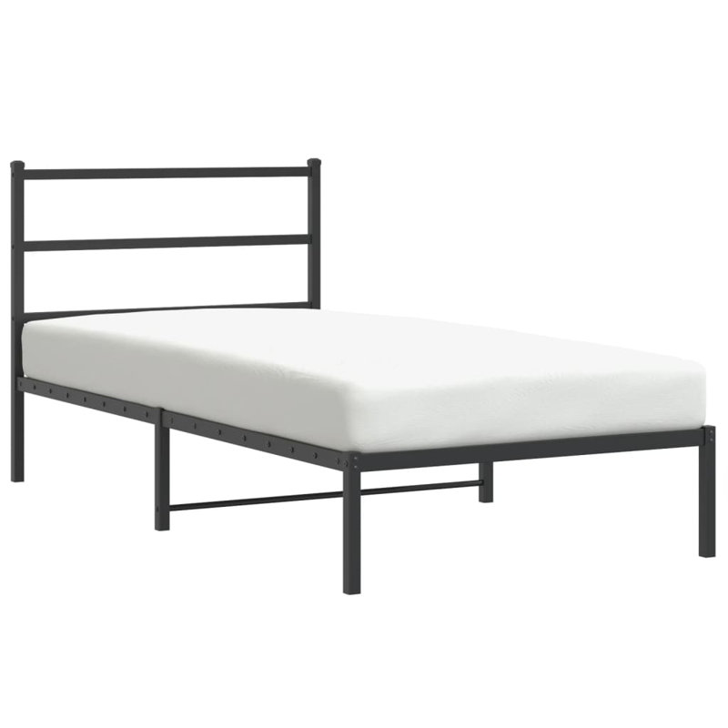 Lit à lattes en métal Atharva, Noir, Simple extra long
