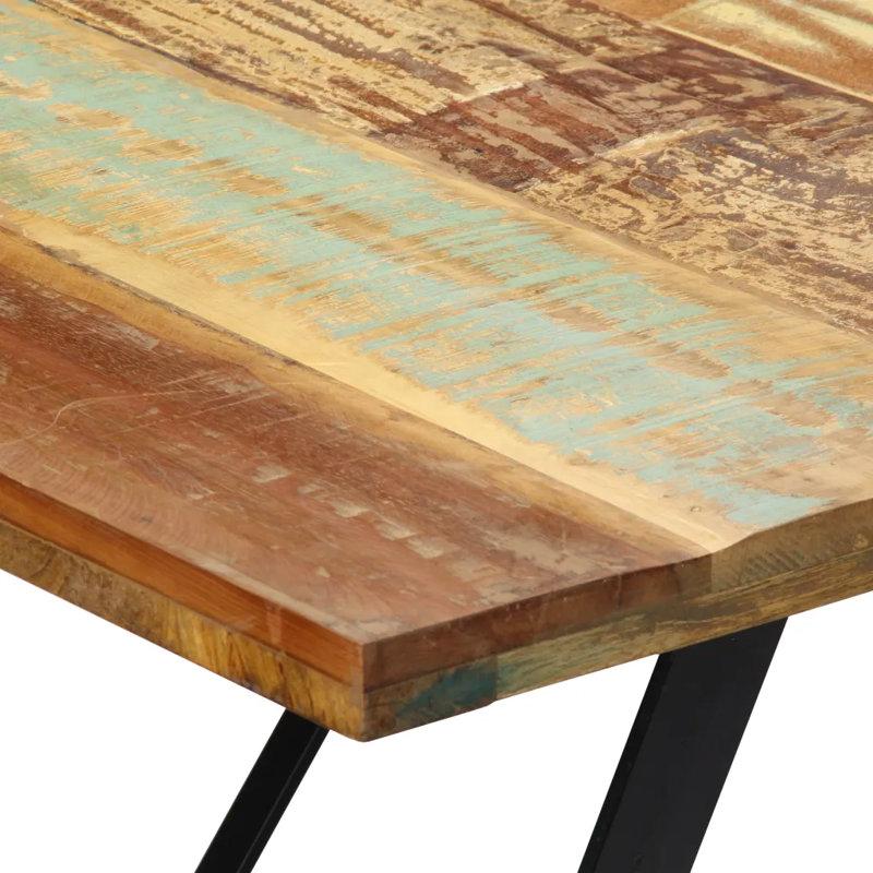 Cambria Rectangular Wood Top Dining Table, H76 x L180 x W90cm, Brown/Turquoise