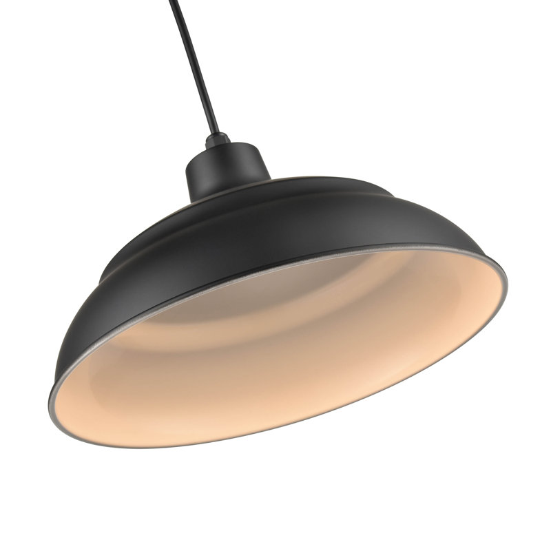 Luminaire suspendu en forme de dôme 1 lumière DEL RLM, H 8,25 po x l 14 po x P 14 po, Noir satiné