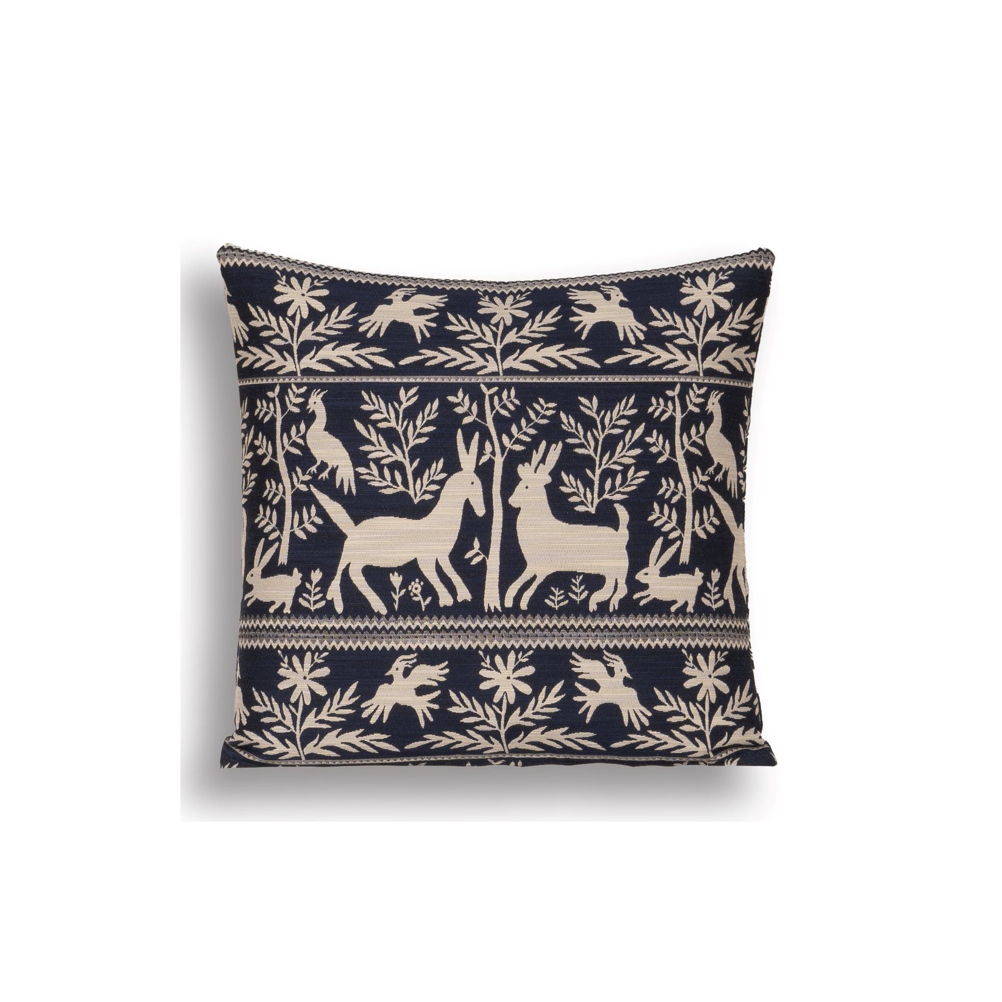Bernardine Indigo 20" Throw Pillow, Feather, Square 22"