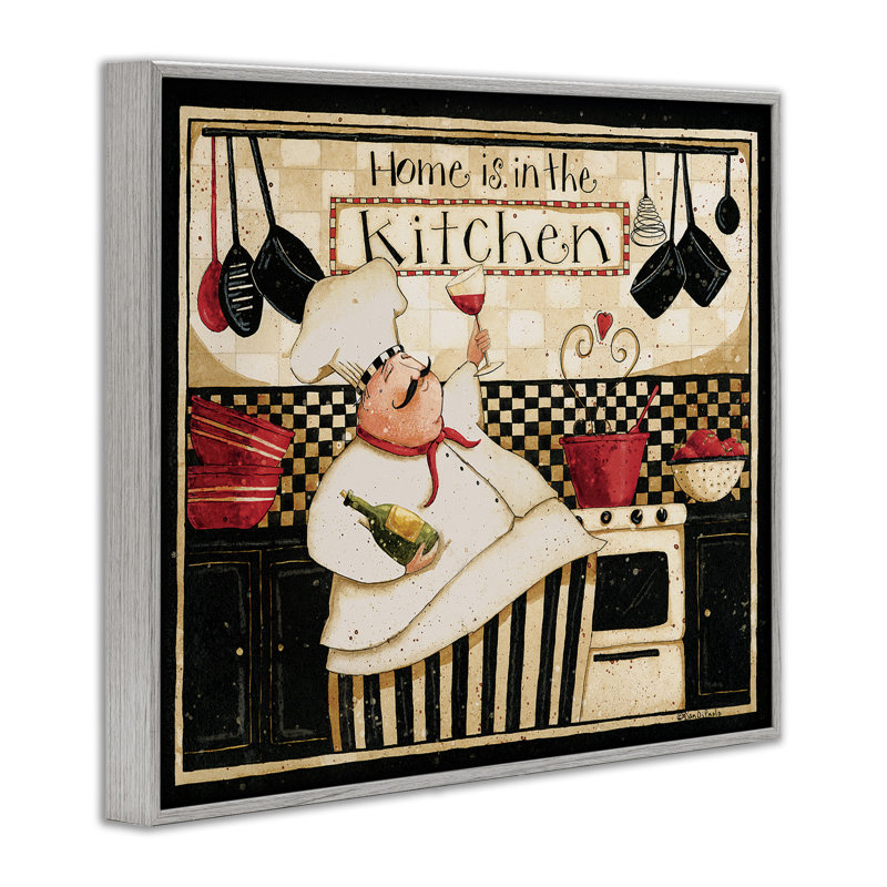 «Home Is in the Kitchen with Happy Chef Illustration» par Dan DiPaolo - impression d'art graphique, H 24 po x l 30 po