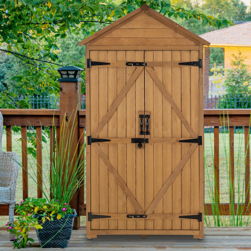 Outdoor 3 ft. W x 2 ft. D Solid Wood Lean-To Storage Shed, Brown