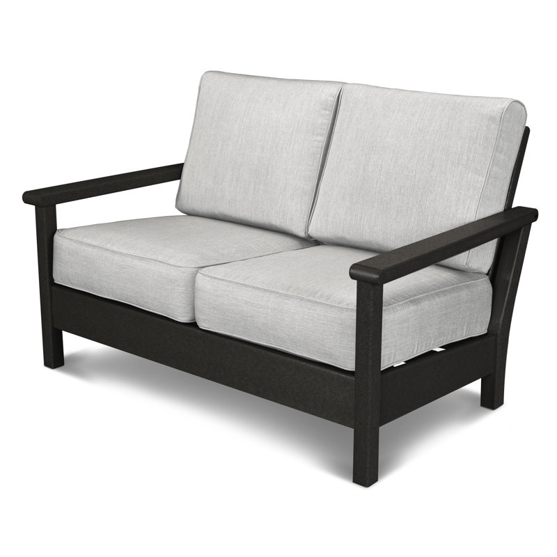 Harbour 52.25'' Wide Outdoor Loveseat with Cushions, Black, Canvas Granite