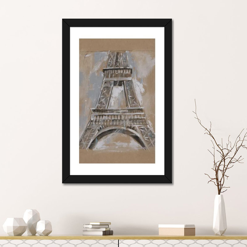 "Brushtravail architecture Study II" par Ethan Harper, reproduction d’art, Papier encadré blanc, H 32 po x l 24 po x P 1 po