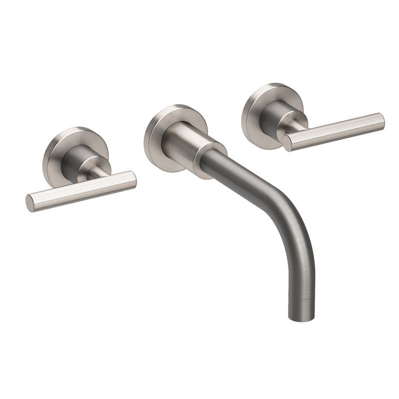 East Linear Wall Mount Bathroom Faucet, Satin Nickel