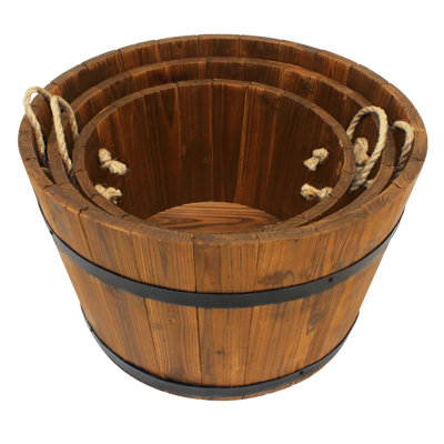 Opheim Wood Barrel Planter