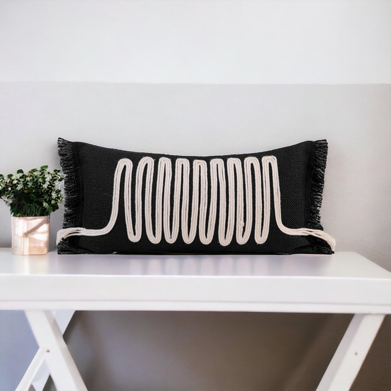 Longue housse de coussin lombaire noire