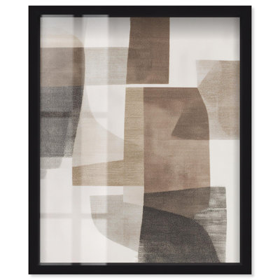 «Modernist Shapesbox Shadowbox Print Modern Brown Decor» par Art Remedy, cadre noir, 16 x 20