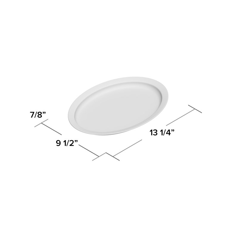 Plateau en mélamine ovale avec rebord étroit Nustone, H 0,91 po x l 9,5 po x P 6,75 po, Blanc