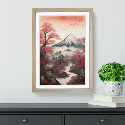 Japanese Mountains Symbolism - Framed Print