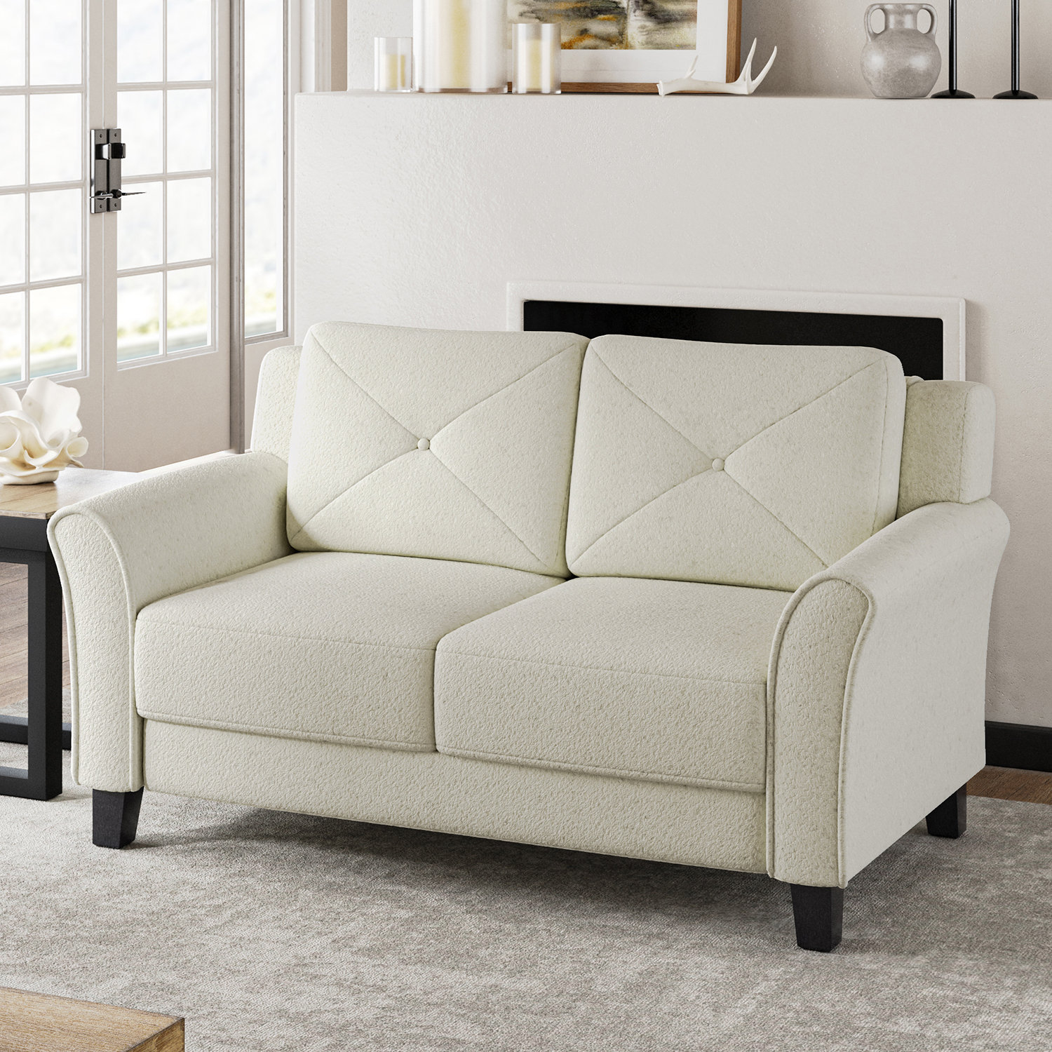 Lark Manor™ Athanasie 57'' Boucle Slipcovered Loveseat with Tufted Back ...