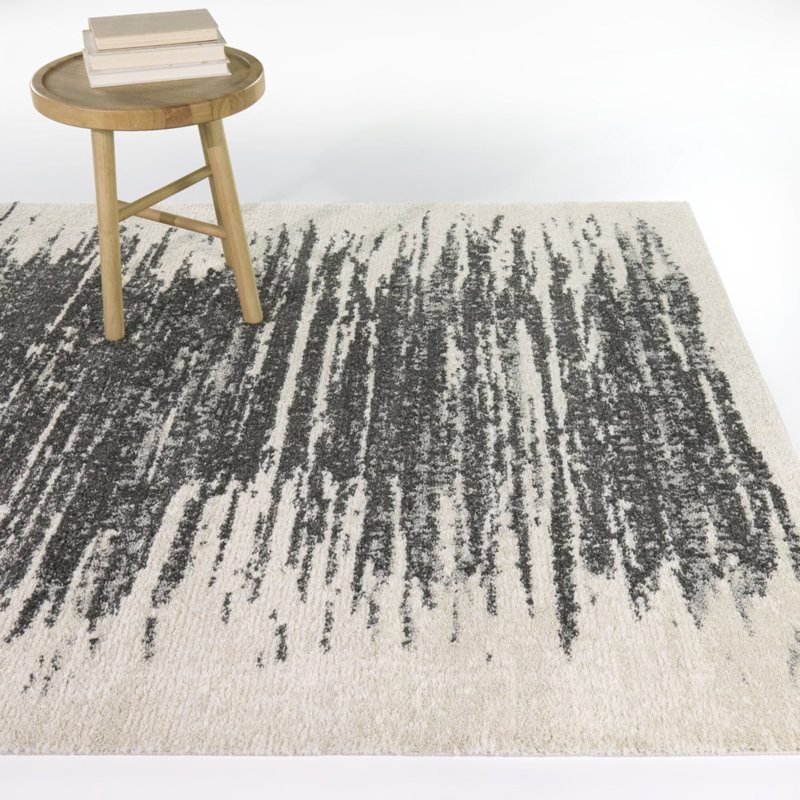 Tapis gris anthracite contemporain Axl, 7 pi 10 po x 10 pi