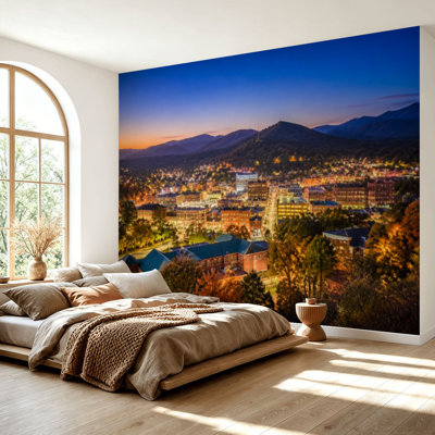 Wall Mural Peel and Stick Wallpaper College Campus Town Skyline Boone Self-Adhesive Removable Contact Paper Wall Decor for Living Room Bedroom 69"H x 96"W