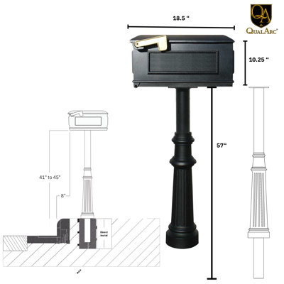 Hanford Aluminum Post Mounted Post Box