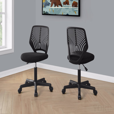 Chaise de bureau, hauteur réglable, pivotante, ergonomique, bureau d'ordinateur, bureau, juvénile, filet noir, métal noir, contemporain, moderne
