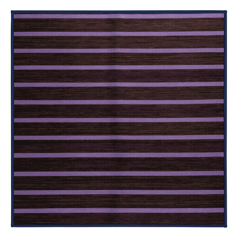 Tapis noir à rayures horizontales lavable à la machine, Carré 7 pi