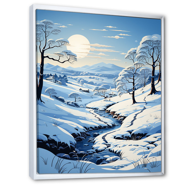 Neige hivernale solitude - impression, Cadre flottant blanc, H 20 po x l 12 po x P 1 po
