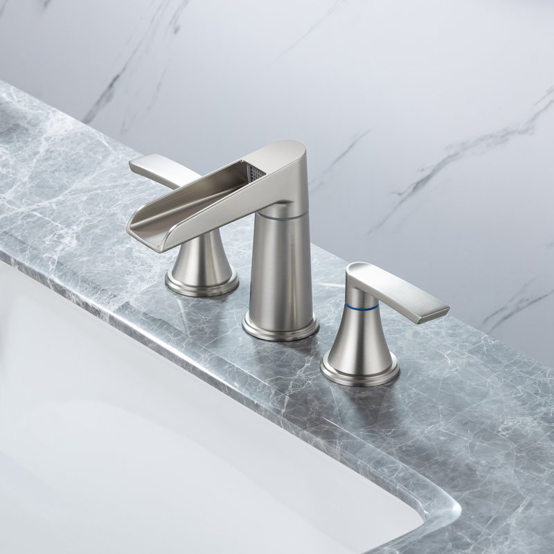 Widespread 2-handle Bathroom Faucet with Drain Assembly, Brushed Nickel