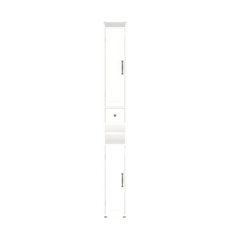 67.51" Tall Bathroom Storage Cabinet With Adjustable Shelves,Slim 2 Doors Freestanding Cabinet With Anti-Tip, Open Compartments, For Home, Small Spaces, Bathroom,Kitchen, Living Room, White
