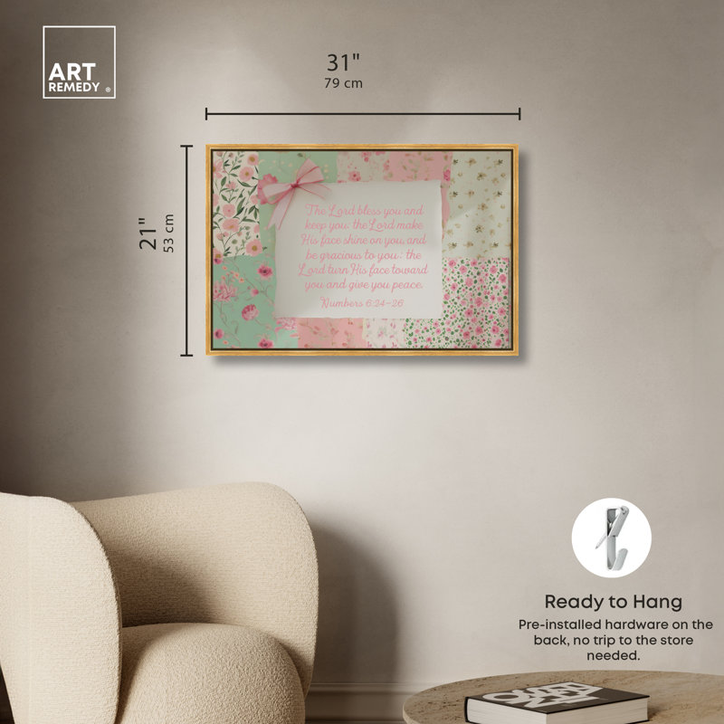 Art Remedy, Lord Bless You, art mural chrétien, toile encadrée, cadre doré, 30 x 20, H 21 po x l 31 po, Encadrement doré