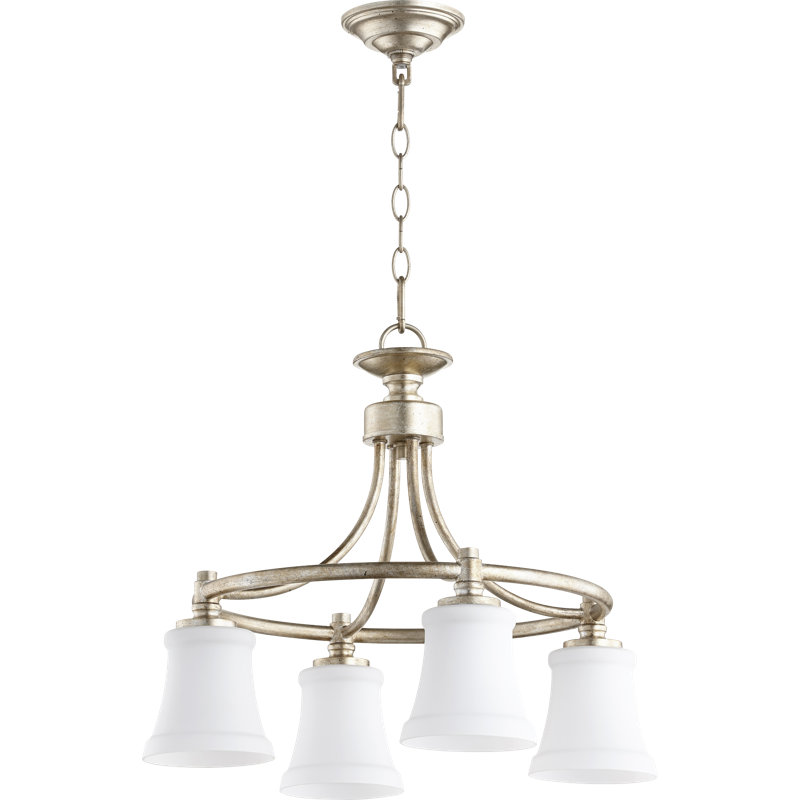 Herman 4 - Light Wagon Wheel Chandelier, Aged Silver Leaf