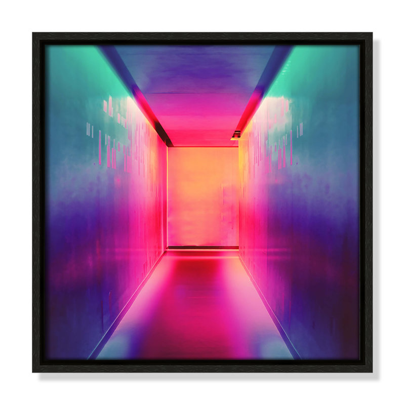 «Neon Wonderland I» par Efe Kurnaz, Cadre flottant espresso, H 13,5 po x l 13,5 po x P 2 po