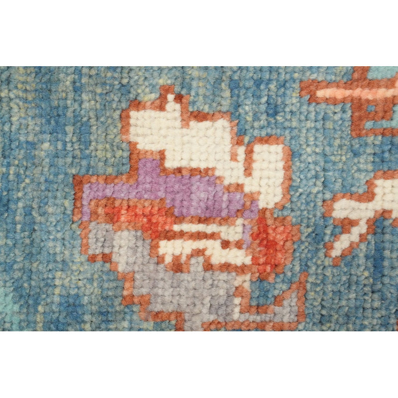 Handmade Blue Oushak Vegetable Dye Rug 4x7