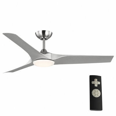 Gossamer 52'' Indoor Ceiling Fan with Light and Remote, Ceiling Fan with LED Light Kit, Modern 3-Blade Design, Quiet 6-Speed DC Motor - Brushed Nickel