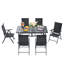 Ensemble de salle à manger 7 pièces pour l'extérieur: table rectangulaire avec trou pour parasol et 6 chaises pliantes rembourrées en aluminium - Mobilier de patio pour la cour, le balcon ou la piscine-1006912817-1006912831