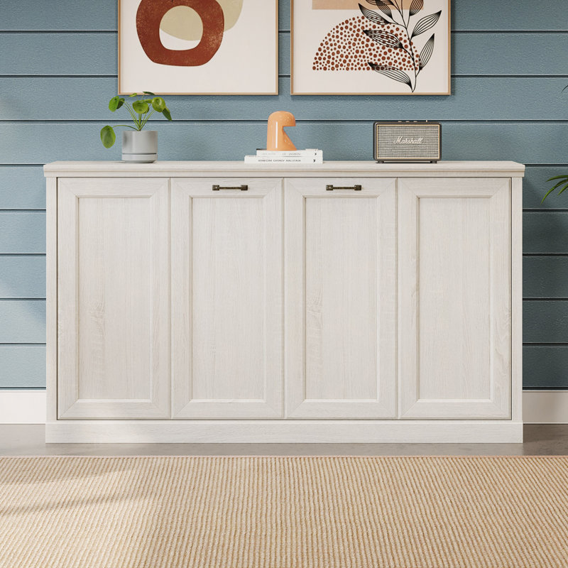 Lit escamotable horizontal, lit escamotable mural, armoire pliante, meuble peu encombrant pour chambre d'amis polyvalente, bureau personnel
